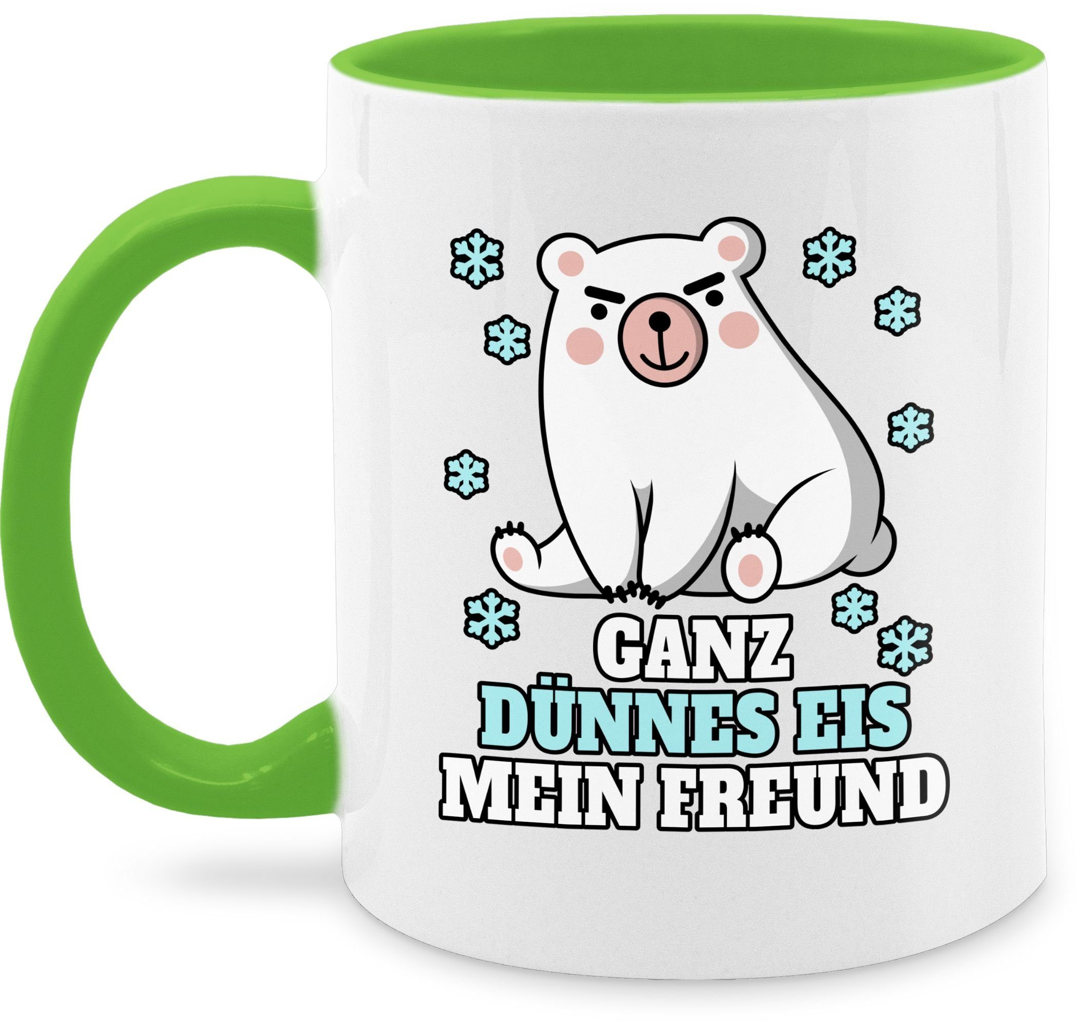 Shirtracer Tasse Ganz dünnes Eis mein Freund Kaffeetasse mit Spruch